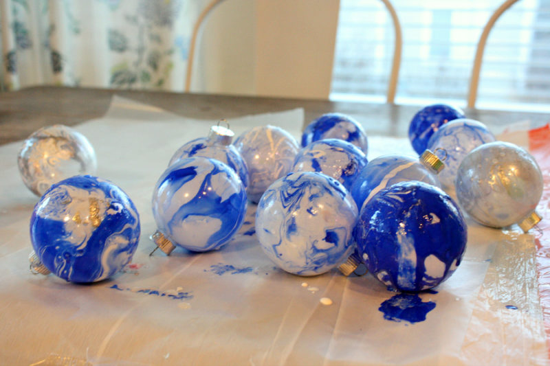 DIY blue ornaments for Christmas is an easy way to decorate with blues for Christmas.