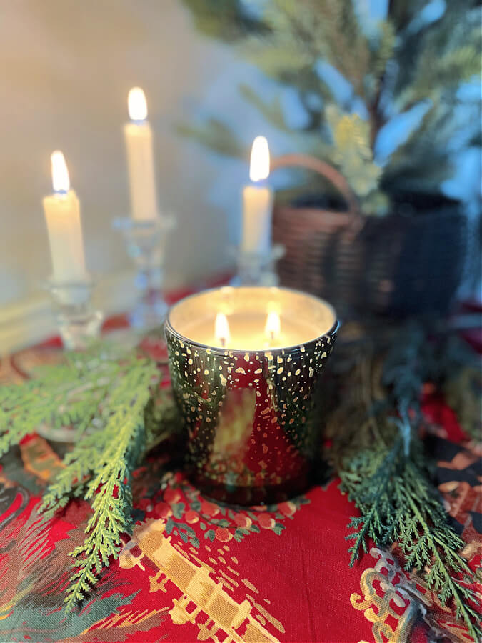 Christmas and winter candle