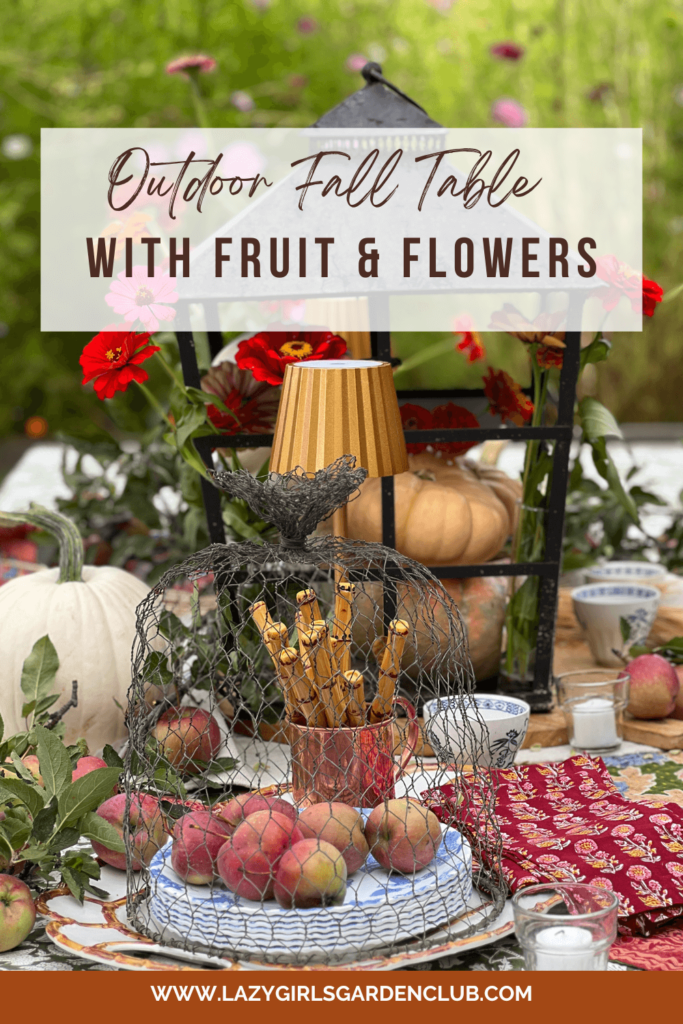 Outdoor Fall Table Decor Ideas with Fruit and Flowers