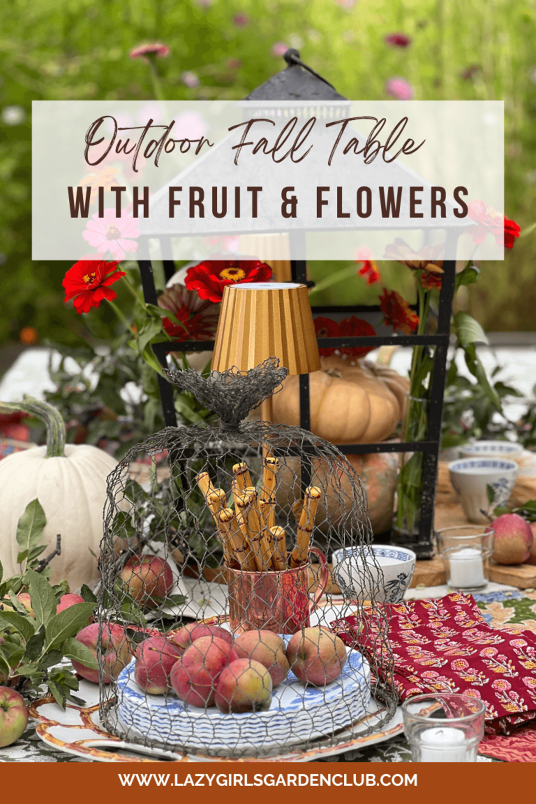 Outdoor Fall Table Decor Ideas with Fruit and Flowers