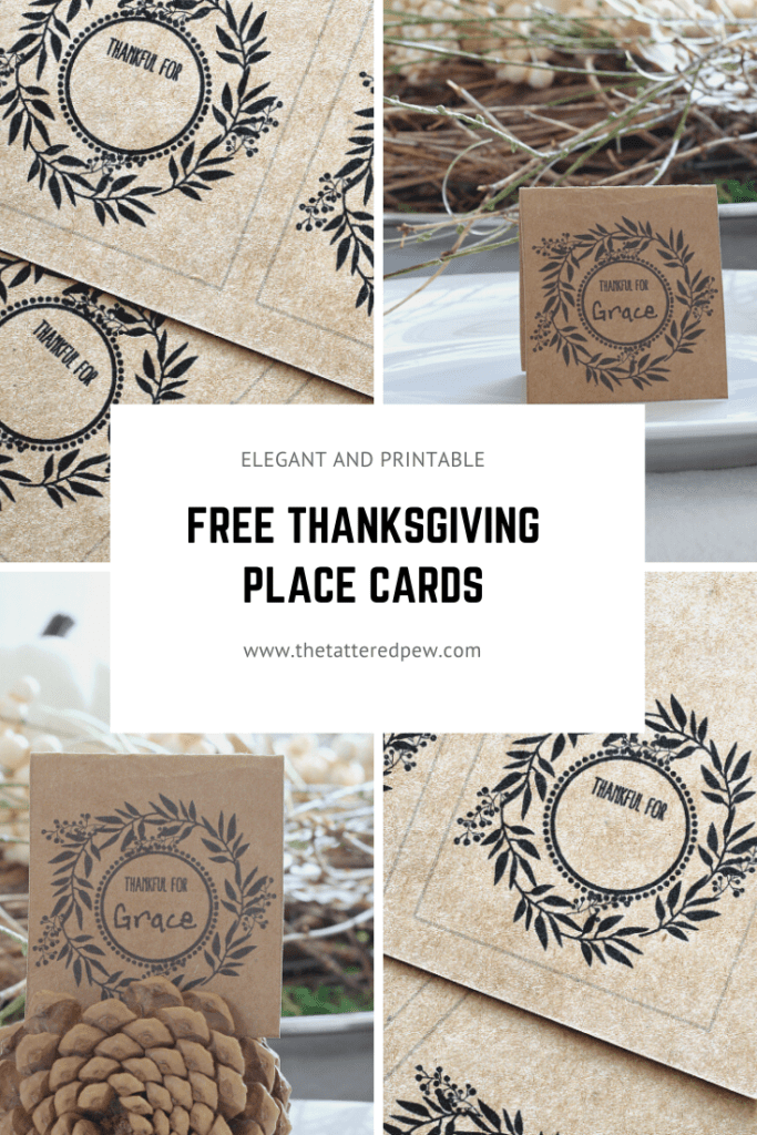 Elegant and free printable place cards for Thanksgiving.
