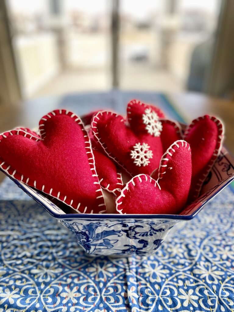 February Felted Hearts