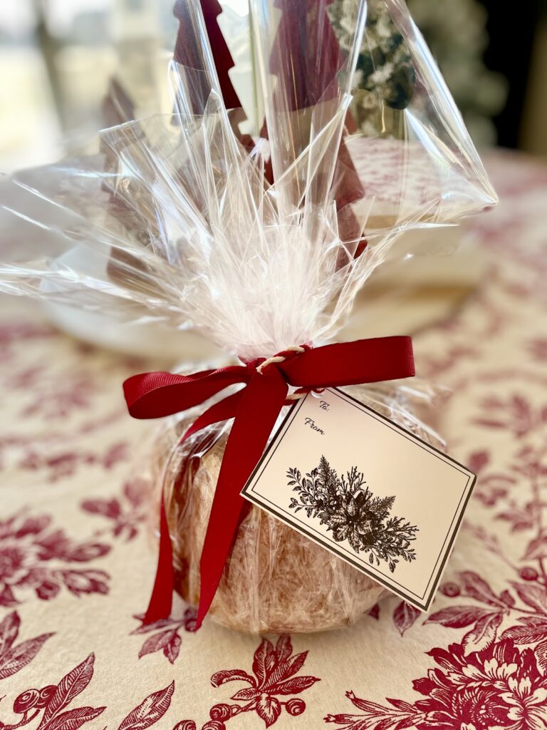 rum cake with gift tag