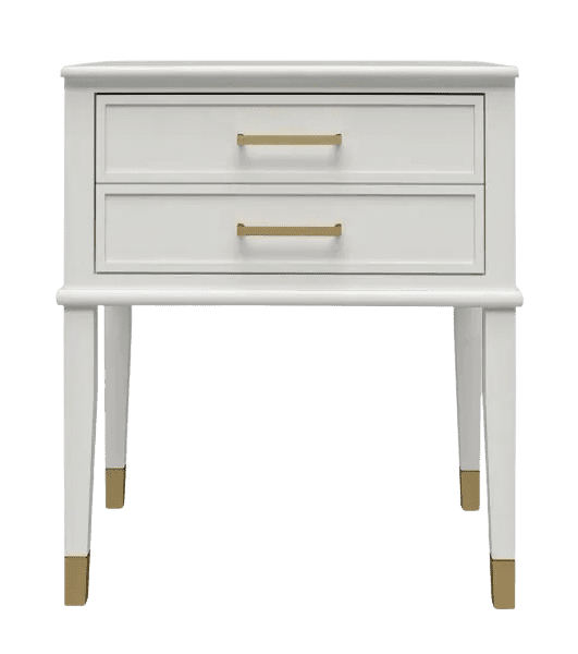 Chic white end table with gold accent from Home Depot