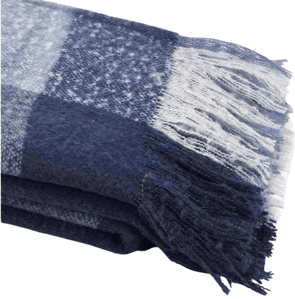 Classic and affordable: Plaid navy and white faux mohair throw from Home Depot