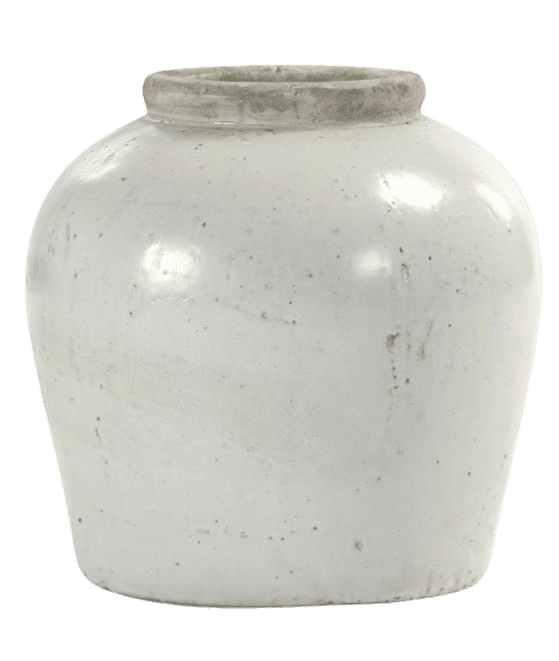 Distressed white, glazed vase from Home Depot.