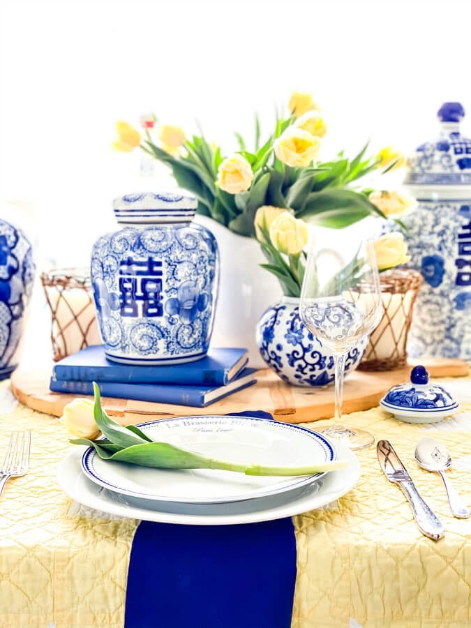 Blue and Yellow Mother's Day Brunch Decor » The Tattered Pew