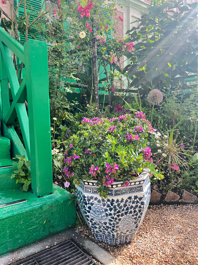 Blue flower pot on Monet's garden