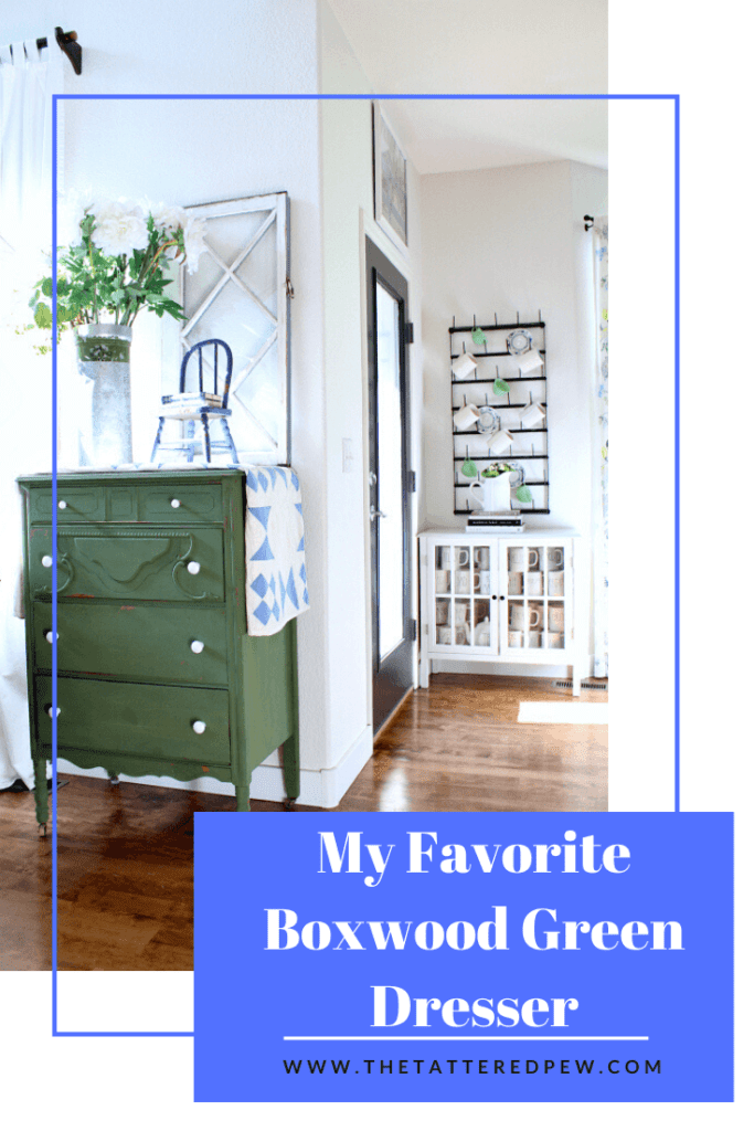 Everything you need to know about my favorite boxwood green dresser.
