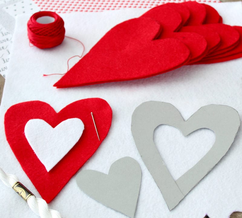 felted heart pillows with pockets for love notes