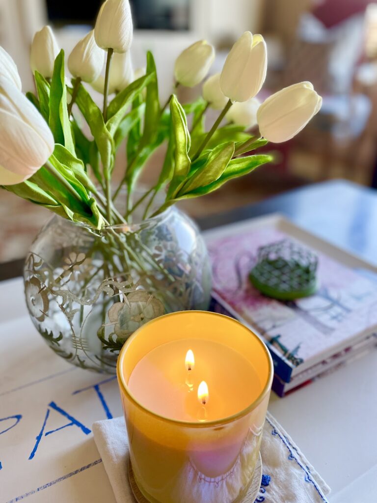 spring tulips and candles