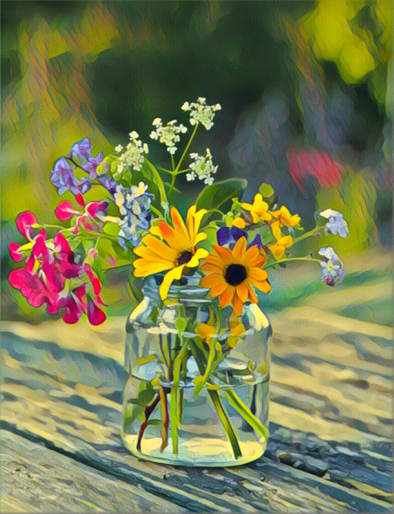 flowers in a jar print