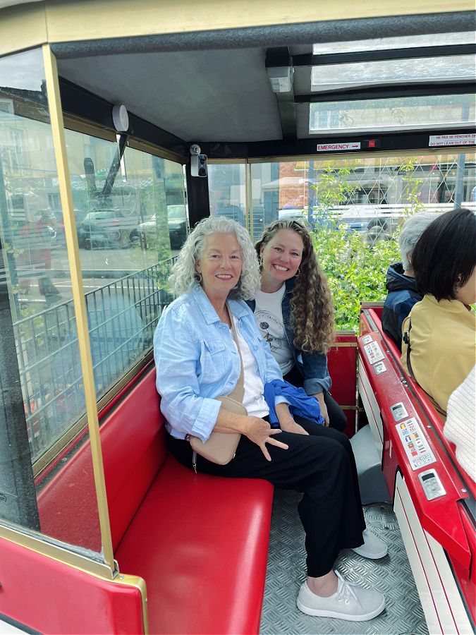 mom and I on the mini-train to Monet's garden