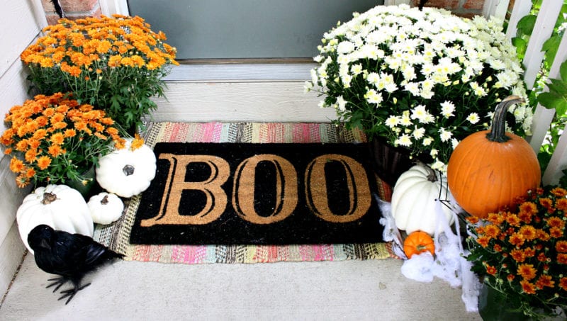 Boo doormat for a fun Halloween porch.