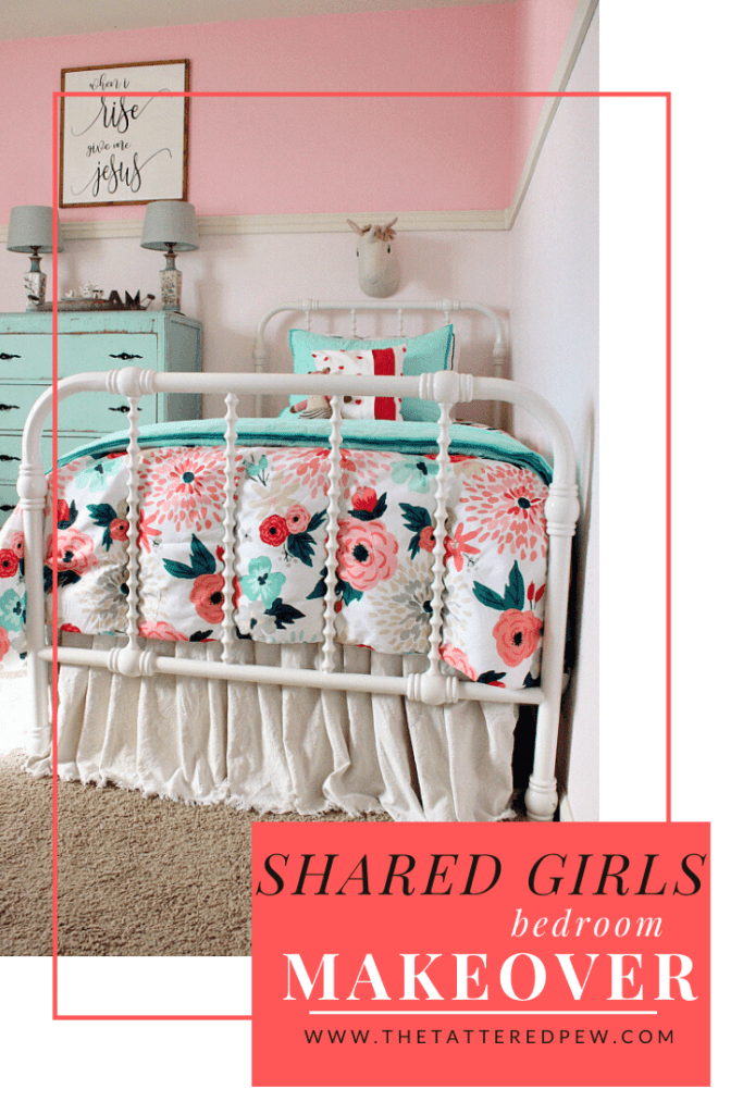 Adarling little girls' shared bedroom makeover on a budget!