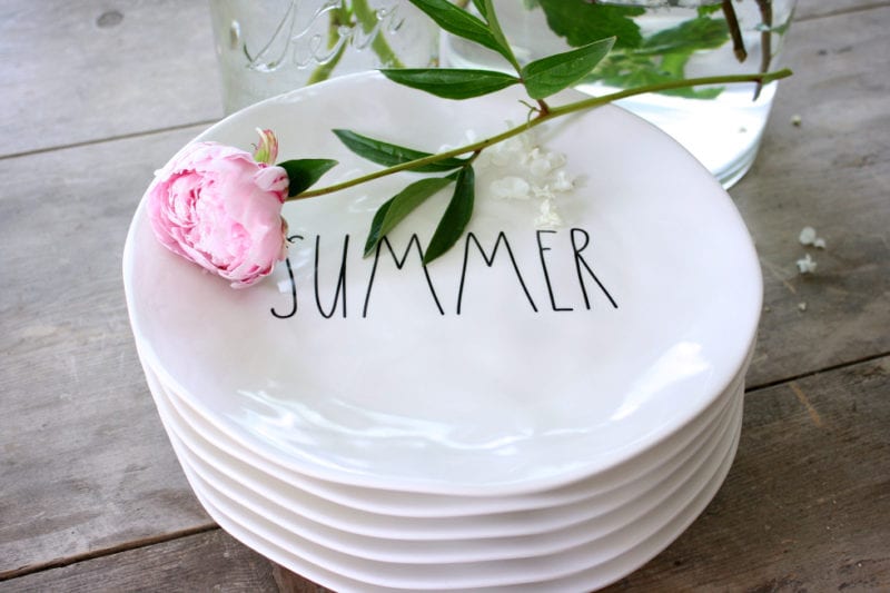 Peonies and Rae Dunn Summer plates!