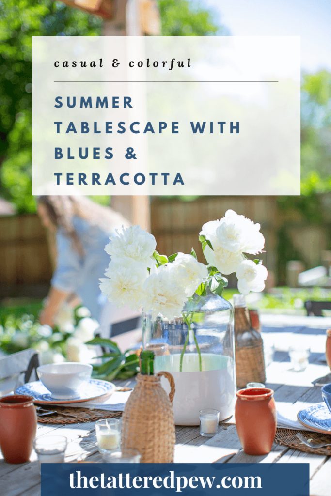 An Outdoor Summer Tablescape Using Blues and Terracotta » The