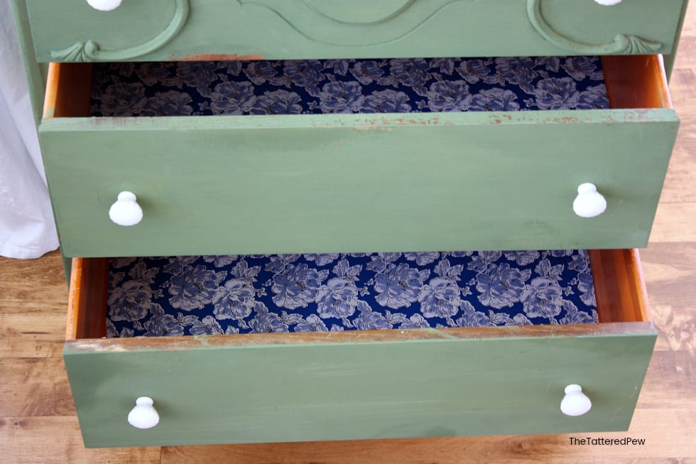 How to Line Furniture Drawers With Wrapping Paper - The Mountain View  Cottage